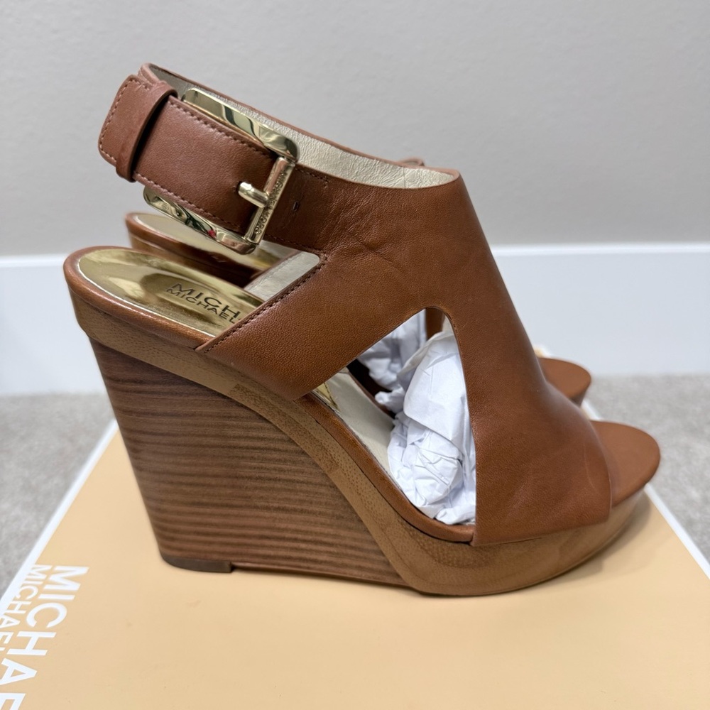 Michael Kors Josephine wedge leather platform sandals size 6.5 - Picture 5 of 16